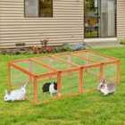 Pawhut Wooden Rabbit Hutch W/ Mesh Wire For Outdoor Garden - Brown