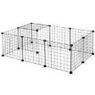 Pawhut Diy Pet Playpen w/ Metal Wire For Small Animals - Black