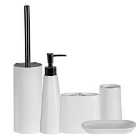 Alto 5 Piece Bathroom Set - Soap Dish, Tumbler, Toothbrush Holder, Liquid Dispenser, Toilet Brush - White