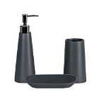 Alto 3 Piece Bathroom Set - Soap Dish, Tumbler, Liquid Dispenser - Grey