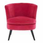 Round Plush Armchair Pink Cotton Velvet Birchwood Legs