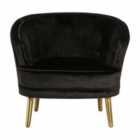 Round Chair Black Velvet Gold Finish Metal Legs