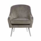 Grey Velvet Chair Silver Finish Wood Legs