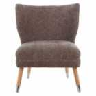 Wingback Chair Grey Chenille Fabric Wood Legs