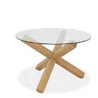 Cannes Light Oak Circular Glass Table
