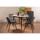 Rhoka Weathered Oak 4 Seater Dining Table With Peppercorn Legs & 4 Seurat Grey Velvet Fabric Chairs With Black Legs