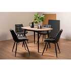 Rhoka Weathered Oak 4 Seater Dining Table With Peppercorn Legs & 4 Seurat Dark Grey Faux Suede Fabric Chairs With Black Legs