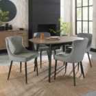 Rhoka Weathered Oak 4 Seater Dining Table With Peppercorn Legs & 4 Cezanne Grey Velvet Fabric Chairs With Black Legs