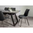 Trent Grey Painted Tempered Glass 6 Seater Dining Table On Black Base