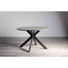 Trent Grey Painted Tempered Glass 4 Seater Dining Table Black Base