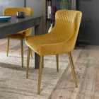 Rize 2pc Mustard Velvet Fabric Chairs w/ Gold Plated Legs
