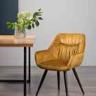 Dalick Pair Of Mustard Velvet Fabric Chairs w/ Black Legs