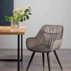 Dalick Pair Of Grey Velvet Fabric Chairs With Black Legs