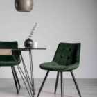 Surat Pair Of Green Velvet Fabric Chairs With Black Legs