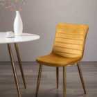 Lavine Pair Of Mustard Velvet Fabric Chairs With Matt Gold Plated Legs