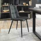 Libra Pair Of Dark Grey Faux Leather Chairs With Black Legs