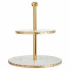 Maison 2 Tier Cake Stand - White Marble With Gold Finish