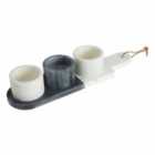 Maison 3 Piece Condiment Paddle Board - White & Grey Marble