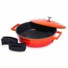 Intignis Shallow Non-stick Casserole With Oven Proof Lid 28Cm - Orange