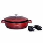 Intignis Shallow Non-stick Casserole With Oven Proof Lid 28Cm - Red