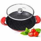 Intignis Griddle Pan Non-stick With Oven Safe Lid - 12.59Inch - Red