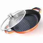 Intignis Griddle Pan Non-stick With Oven Safe Lid - 12.59Inch - Orange