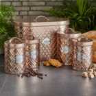 Copper Diamond Embossed 5 Piece Kitchen Canister Set