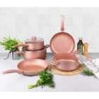 Cermalon 5 Pc. Rose Gold Cookware Set With 3 Lids