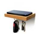 Plank Wooden Floating Shelf With A Magnetic Underside For Mobile & Keys Storage -natural