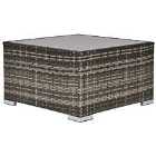 Outsunny Rattan Coffee Table with Glass Top - Dark Grey