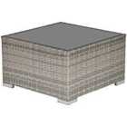 Outsunny Rattan Coffee Table with Glass Top - Light Grey