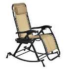 Outsunny Folding Recliner Chair & Rocker w/ Zero-Gravity - Beige