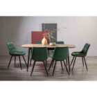 Rhoka Weathered Oak 6-8 Seater Dining Table With Peppercorn Legs & 6 Seurat Green Velvet Fabric Chairs With Black Legs