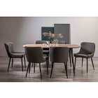 Rhoka Weathered Oak 6-8 Seater Dining Table With Peppercorn Legs & 6 Cezanne Dark Grey Faux Leather Chairs With Black Legs