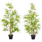 Outsunny Set Of 2 120Cm/4Ft Artificial Bamboo Trees Plant With Pot Indoor Outdoor