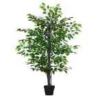 Outsunny 145Cm Artificial Banyan Plant Faux Decor Tree With Pot Indoor Outdoor