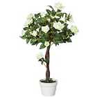 Outsunny 90Cm/3Ft Artificial Rose Tree Fake Decorative Plant 21 Flowers Pot White