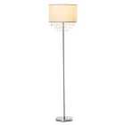 HOMCOM Steel Floor Lamp With Crystal Pendant Steel Base Home Office Cream White