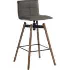 Teknik Spin Barstool with Grey Fabric Upholstery & Dark Wood Effect Legs