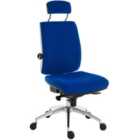 Teknik Office Ergo Plus Blue Fabric 24 Hour Chair with Headrest and an Aluminium Pyramid Base - Rated Up To 24 Stone