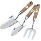 Draper Stainless Steel Hand Fork & Trowels Set with Ash Handles (3 Piece)