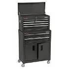 Draper 24" Combined Roller Cabinet and Tool Chest (6 Drawer) - Black