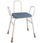 Aidapt Astral Perching Stool with Arms and Back - White & Blue
