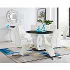 Furniture Box Giovani High Gloss And Glass Large Round Dining Table And 6 Luxury White Willow Dining Chairs Set