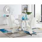 Furniture Box Giovani Grey White High Gloss And Glass Large Round Dining Table And 6 x White Willow Chairs Set