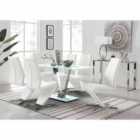 Furniture Box Florini White Glass And Metal V Dining Table And 6 x White Willow Dining Chairs Set