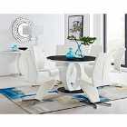 Furniture Box Giovani High Gloss And Glass Large Round Dining Table And 4 x Luxury White Willow Dining Chairs Set