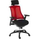 Teknik Rapport Mesh Luxury Curved Executive Chair in Red with Removable Adjustable Headrest and Height Adjustable Arms