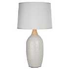 Premier Housewares Willow Table Lamp in Grey Ceramic with Grey Fabric Shade