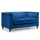 Julian Bowen Sandringham 2 Seater Sofa Blue Velvet